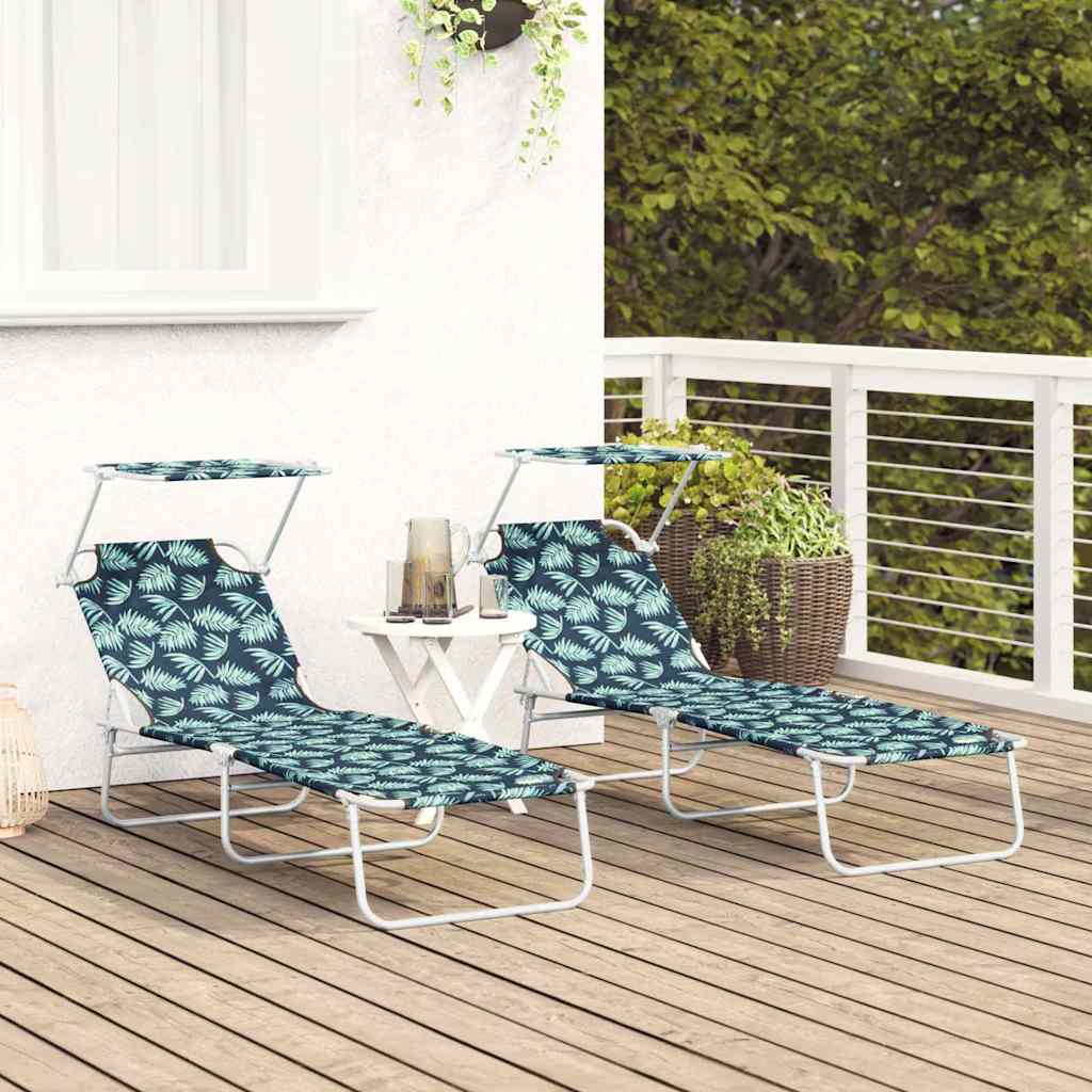 Sonnenliege 2-Person 2 pcs Grün 58 x 188 x 77cm Stoff