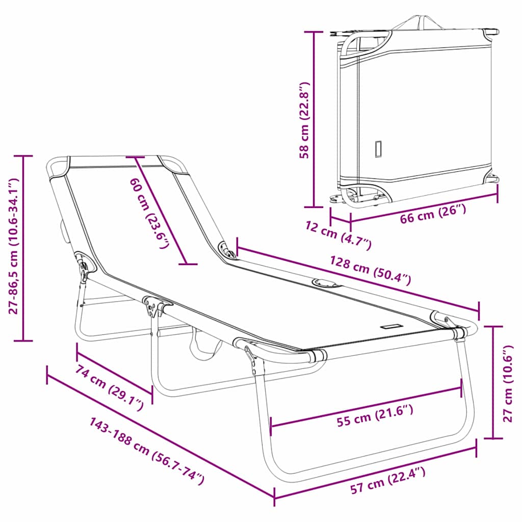Klappbare Sonnenliege 1-Person Grün 56 x 189 x 87cm Stoff