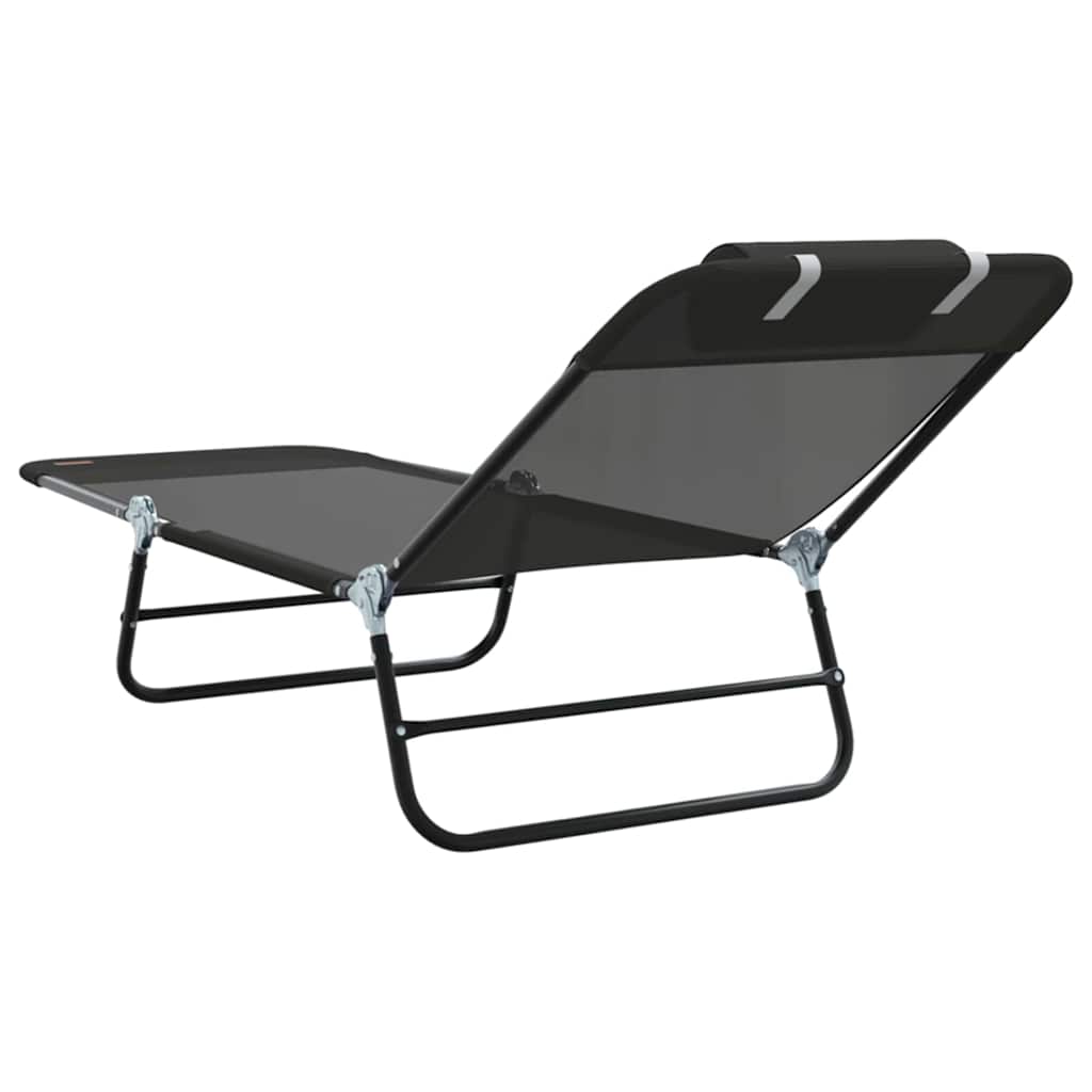 Klappbare Sonnenliege 2-Person 2 pcs Schwarz 182 x 55 x 85,5 cm