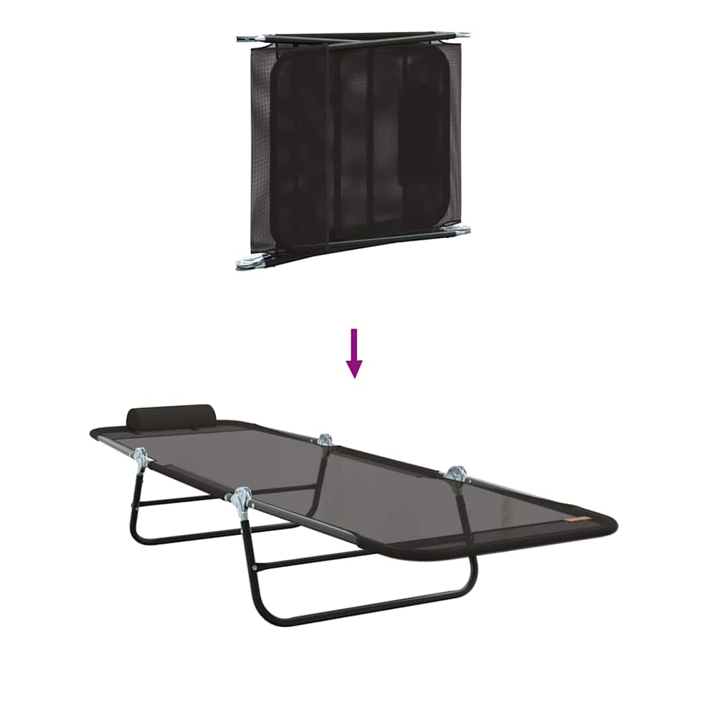 Klappbare Sonnenliege 2-Person 2 pcs Schwarz 182 x 55 x 85,5 cm