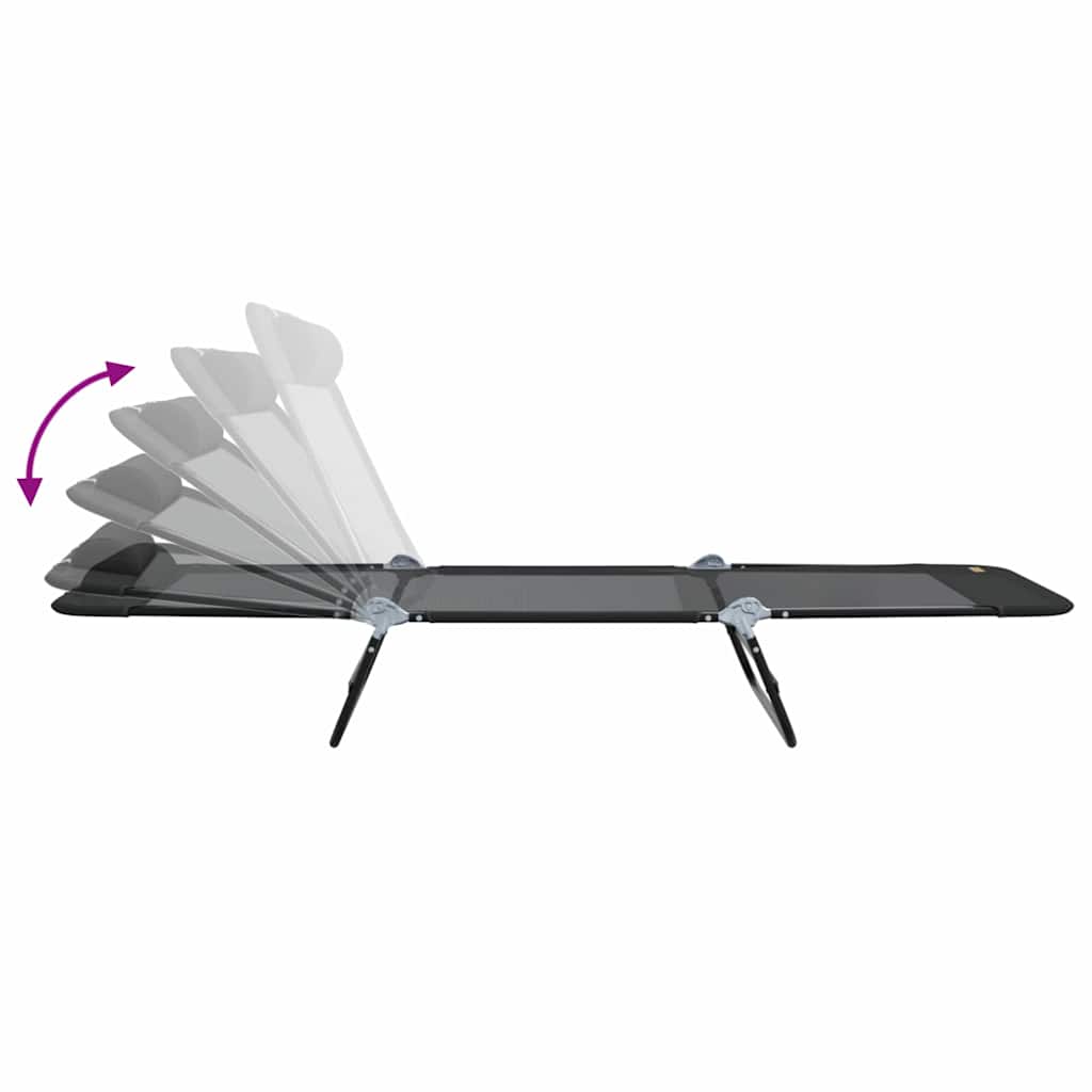 Klappbare Sonnenliege 2-Person 2 pcs Schwarz 182 x 55 x 85,5 cm