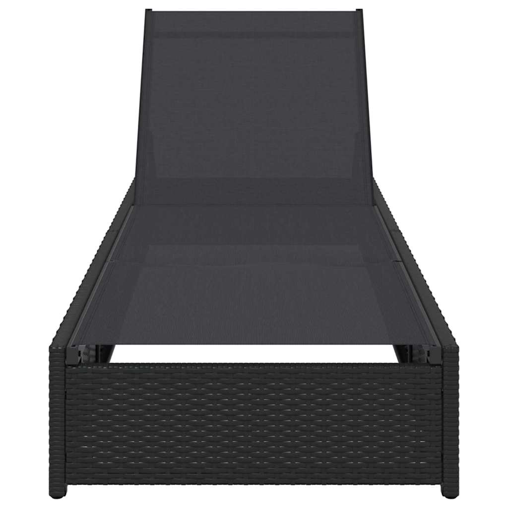 Sonnenliege mit Kissen Schwarz 60 x 200 x 27cm Poly-Rattan