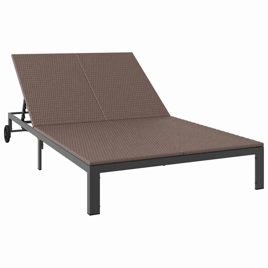 Sonnenliege 2-Person Braun 60 x 200 x 27cm Poly-Rattan