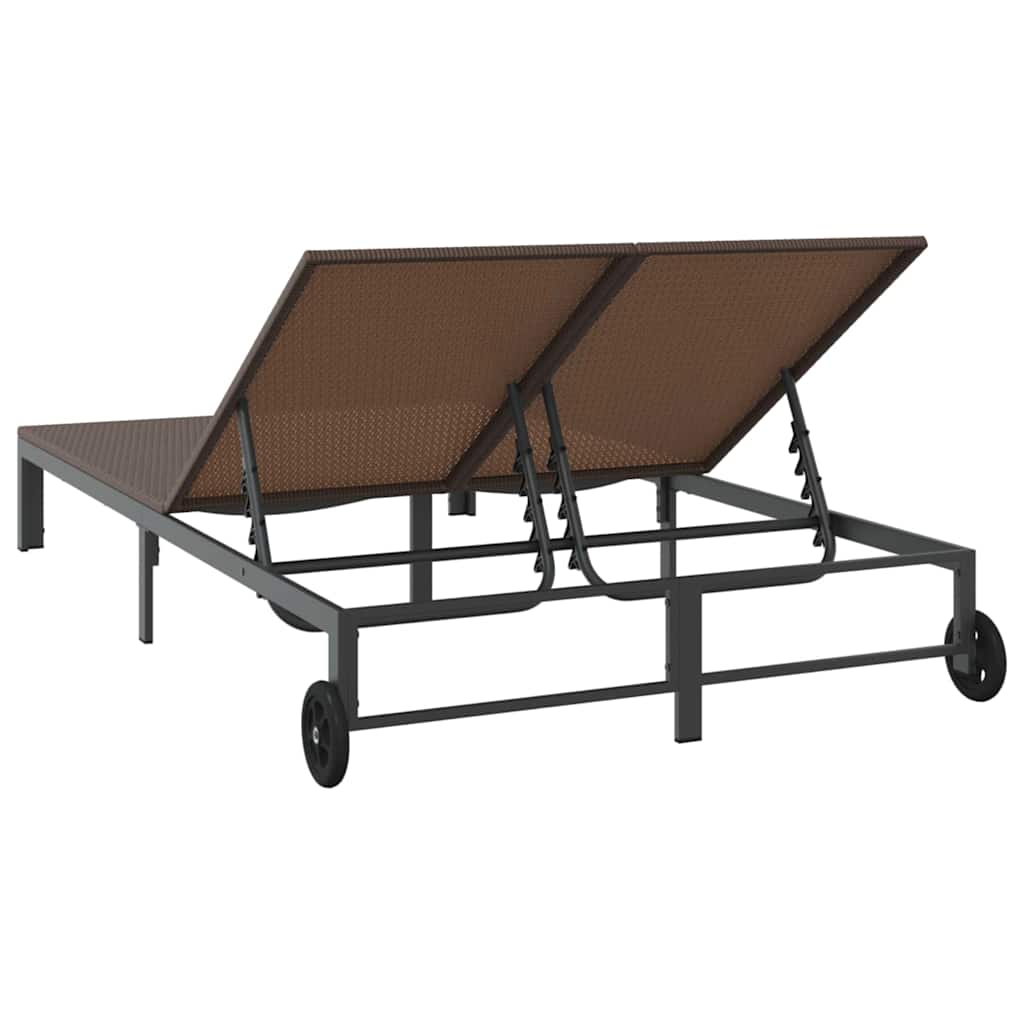 Sonnenliege 2-Person Braun 60 x 200 x 27cm Poly-Rattan