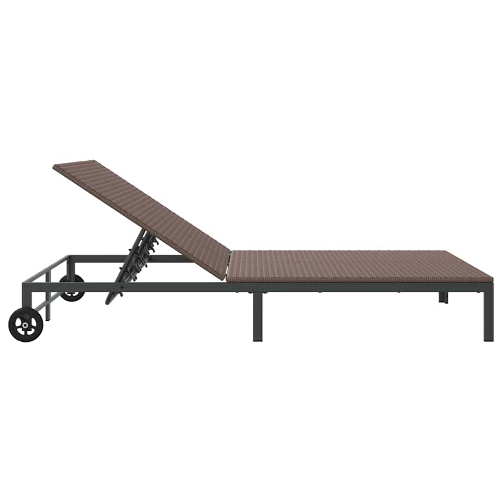 Sonnenliege 2-Person Braun 60 x 200 x 27cm Poly-Rattan