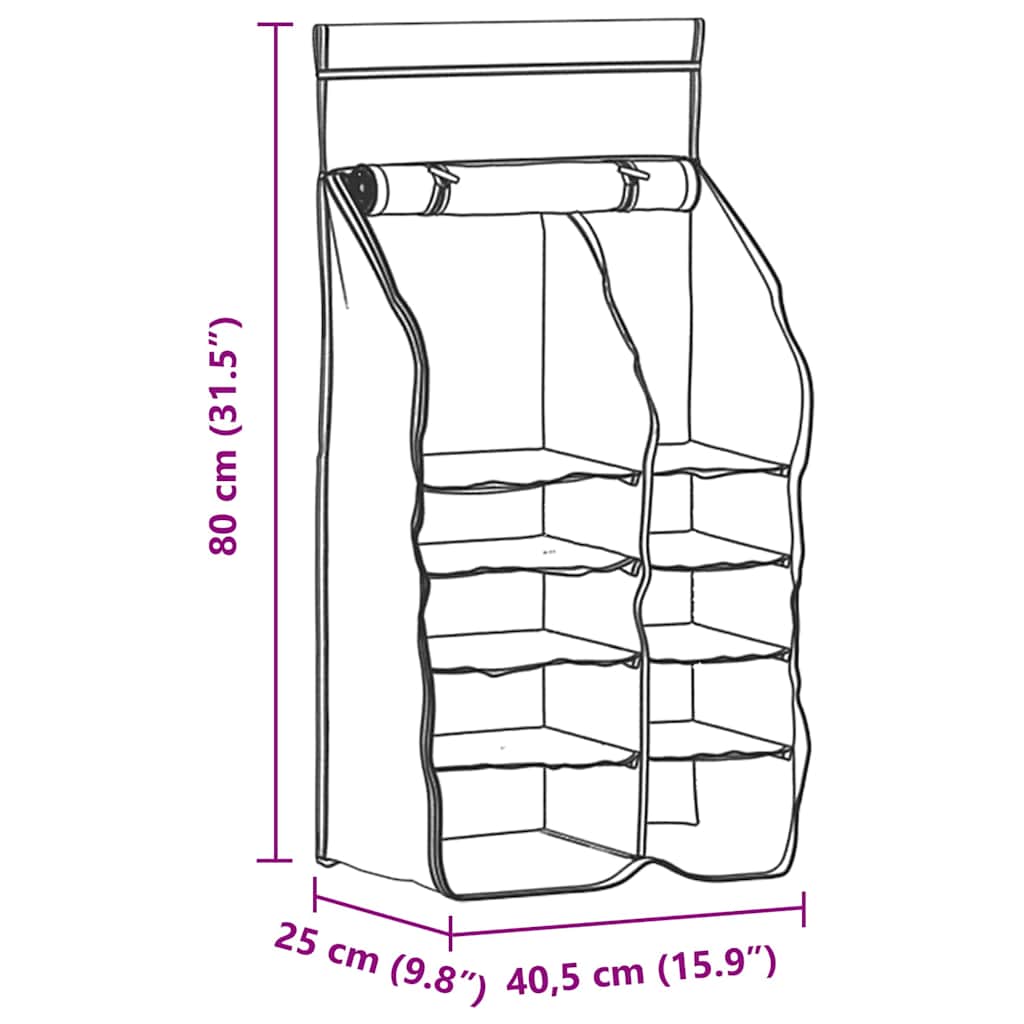 Hängender Zeltorganizer mit 10 Taschen mit Speicher Schwarz