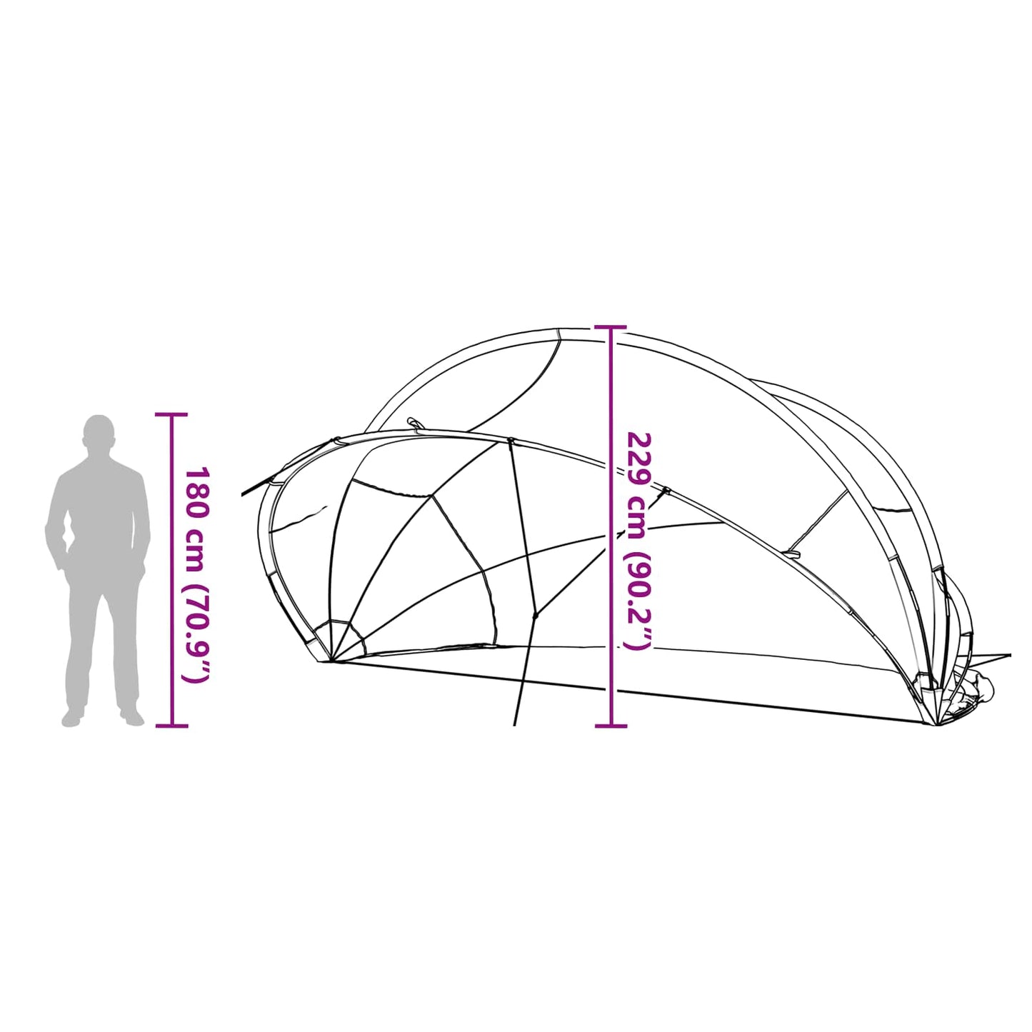 Pool-Dome 472 x 460 x 229 cm 185T Polyester mit PU-Beschichtung