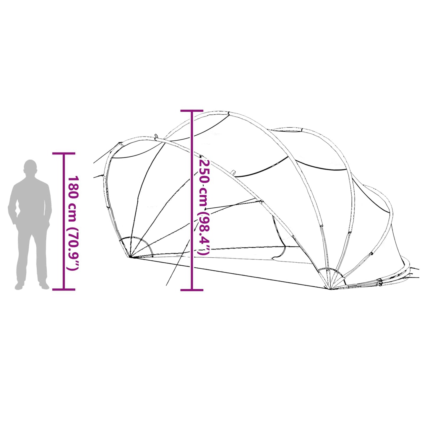 Pool-Dome 546 x 516 x 250 cm 185T Polyester mit PU-Beschichtung