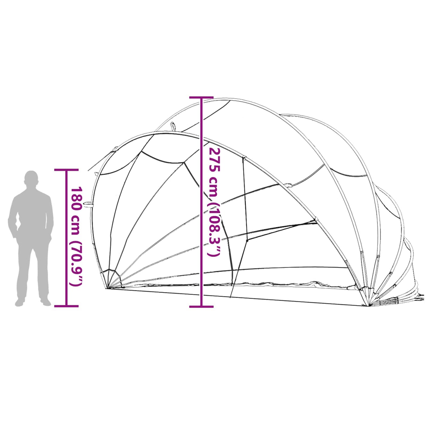 Pool-Dome 592 x 590 x 275 cm 185T Polyester mit PU-Beschichtung