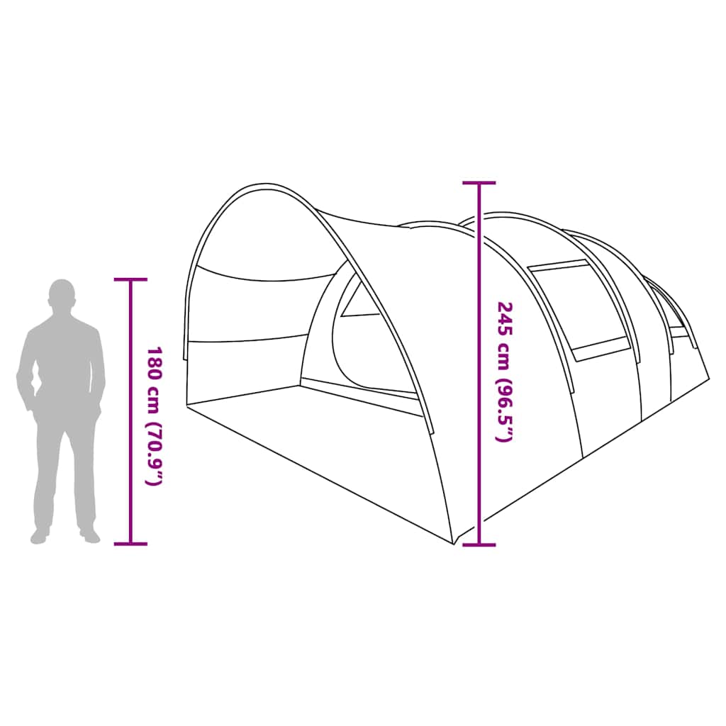 Tunnelzelt für 8 Personen mit Dach Grün 710 x 460 x 245 cm