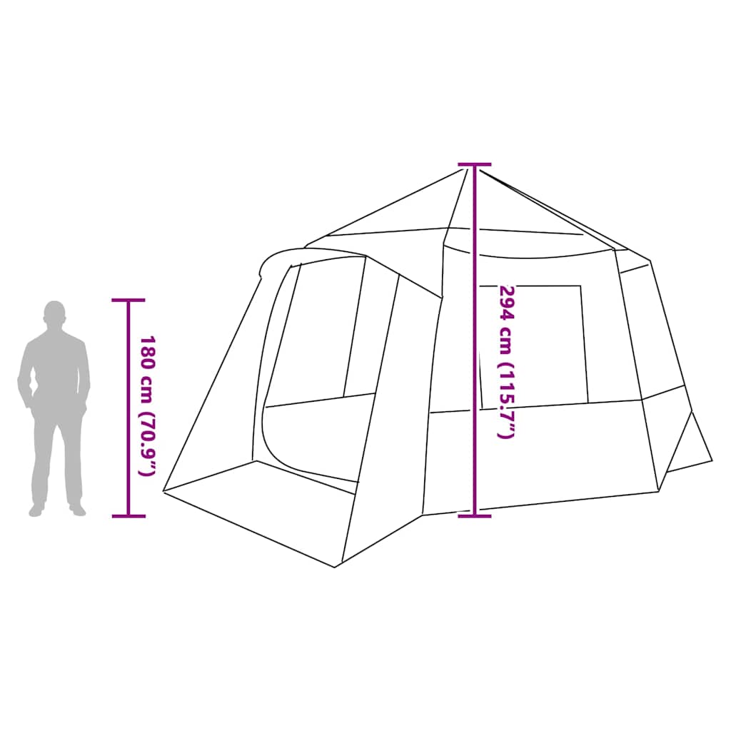 Kabine Zelt 12-Personen Blau und Grau 500 x 500 x 294 cm