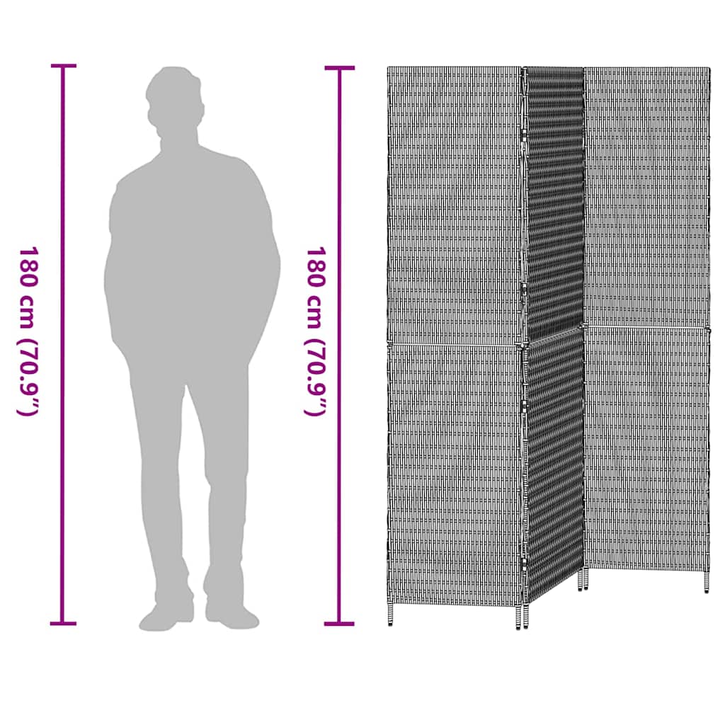 Raumteiler Grau 146 x 180 cm Poly-Rattan