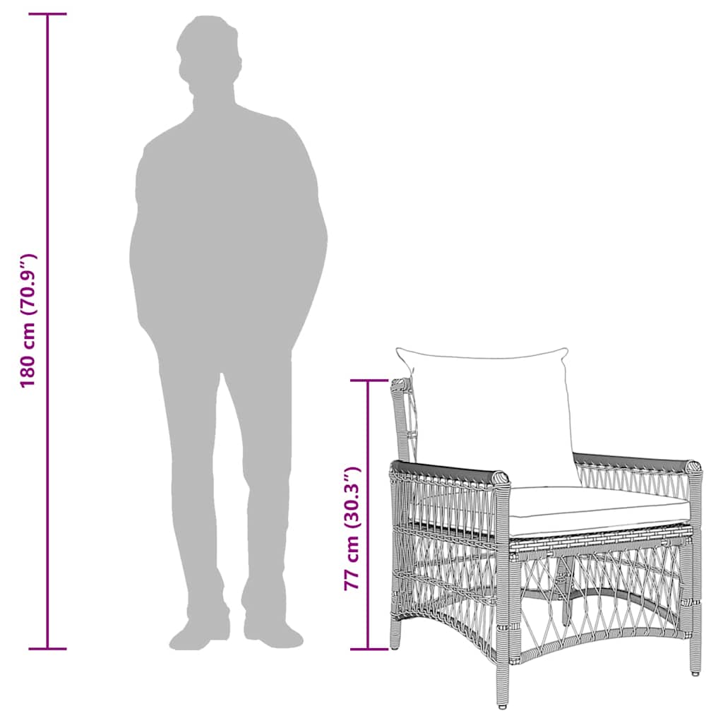Gartenstuhl Braun Poly-Rattan