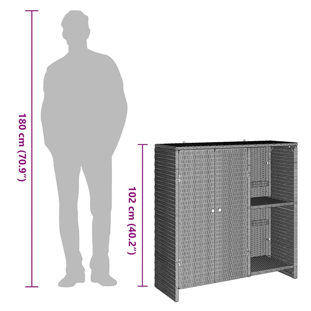 Aufbewahrungsschrank mit Tür Hellgrau 100 x 36 x 102 cm Rattan