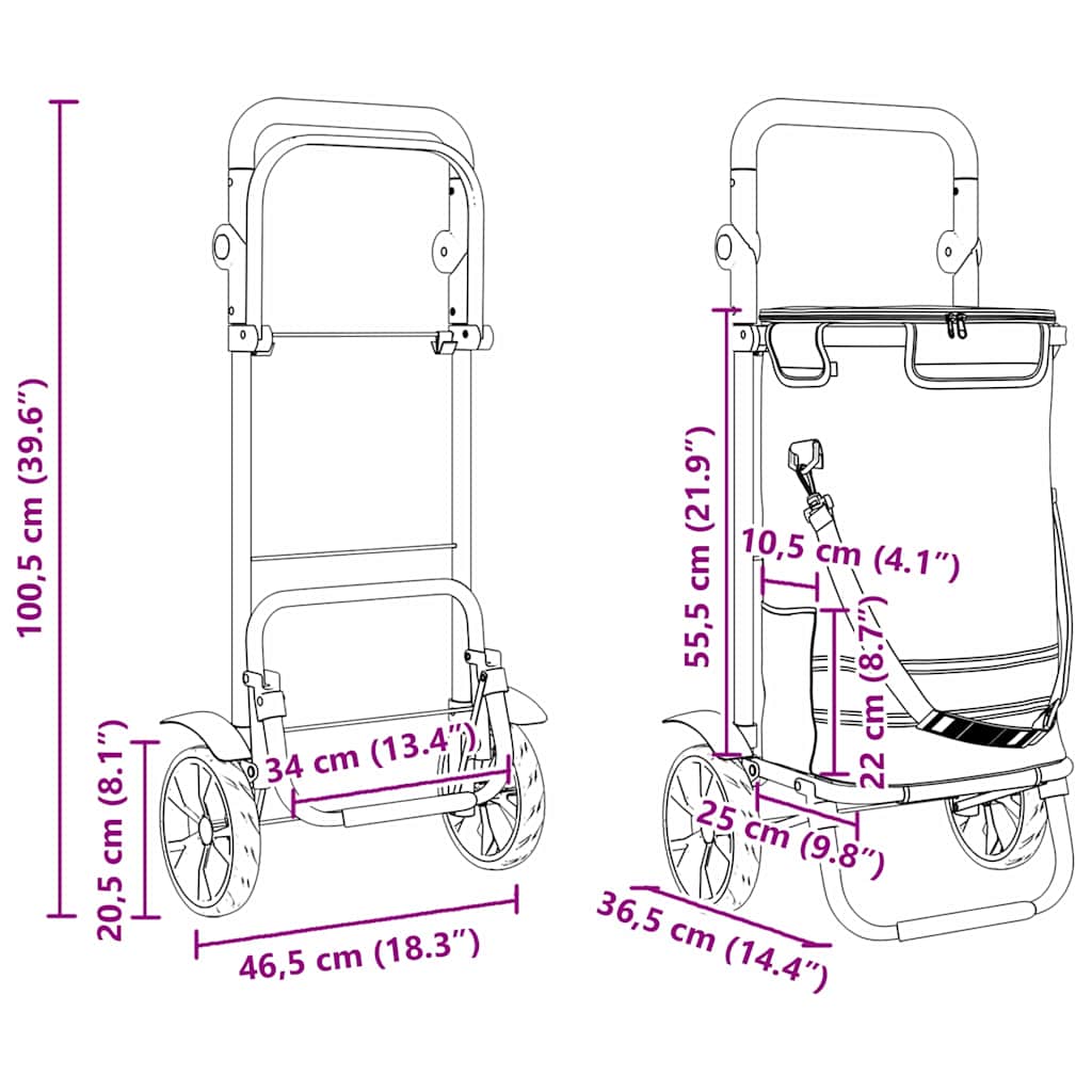 Einkaufswagen Blau 36,5 x 46,5 x 100,5 cm Oxford-stoff