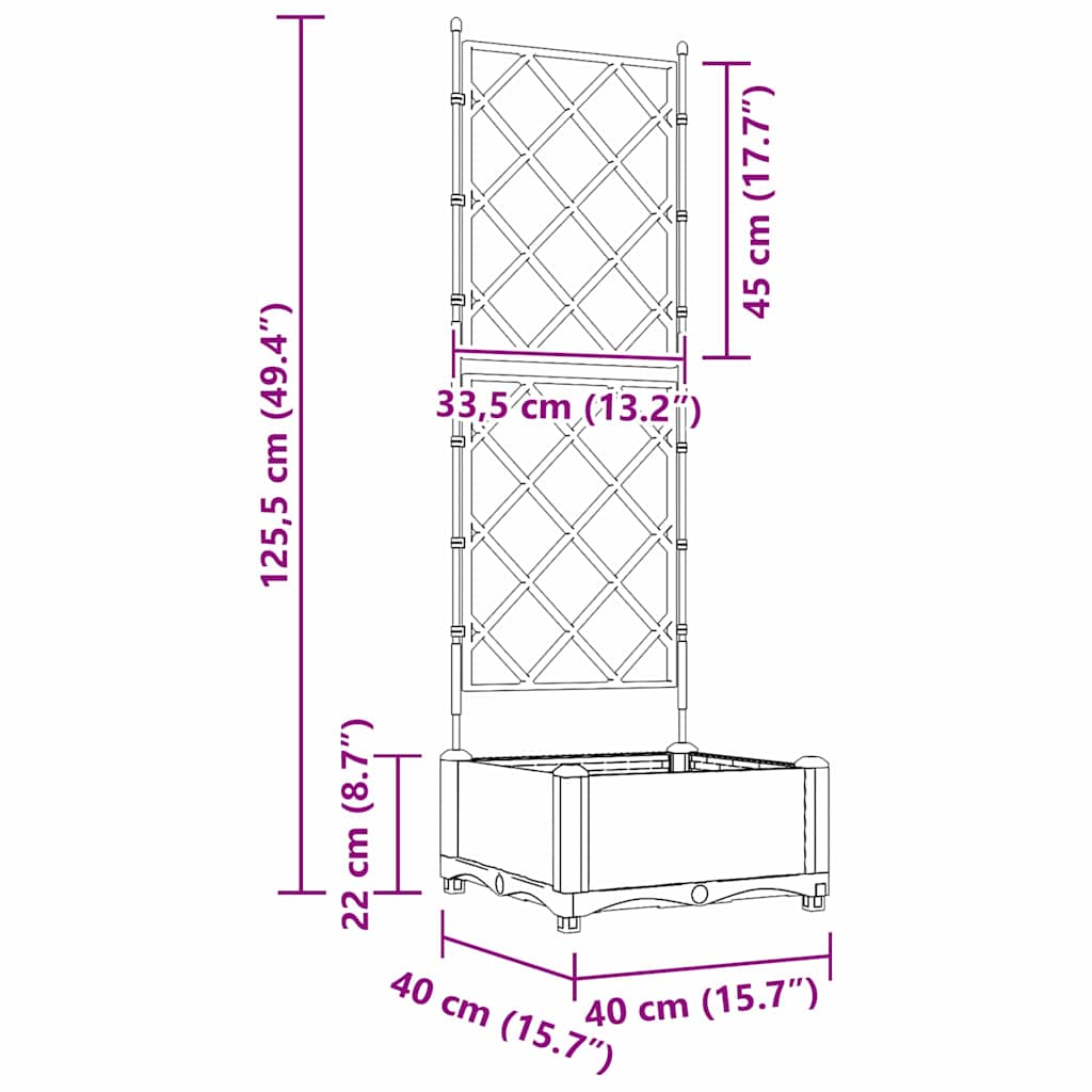 Garten-Pflanzgefäß Schwarz 40 x 40 x 125,5 cm PP
