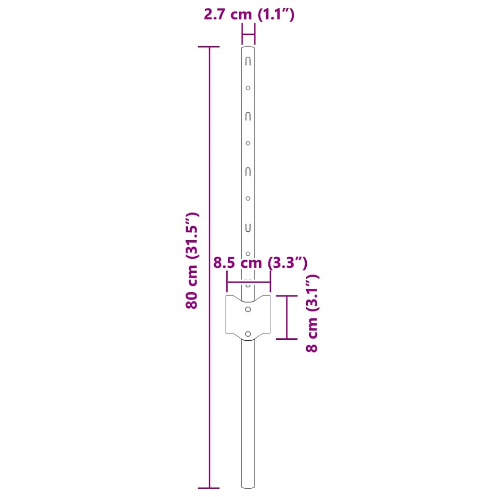 Eingebetteter Zaunpfosten 5 stk. Grau 80 cm
