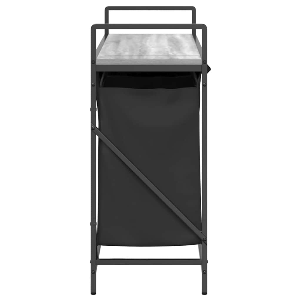 Panier à linge 3 compartiments avec étagère Gris Sonoma