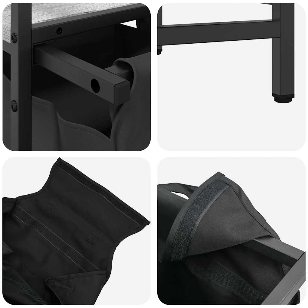 Panier à linge 3 compartiments avec étagère Gris Sonoma