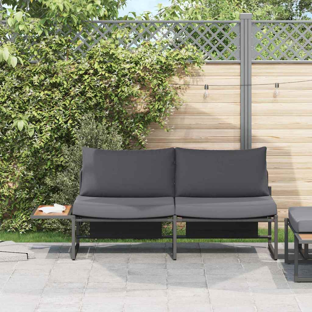 Gartensofa mit Kissen Braun 200.5 x 70 x 85.5 cm Metall