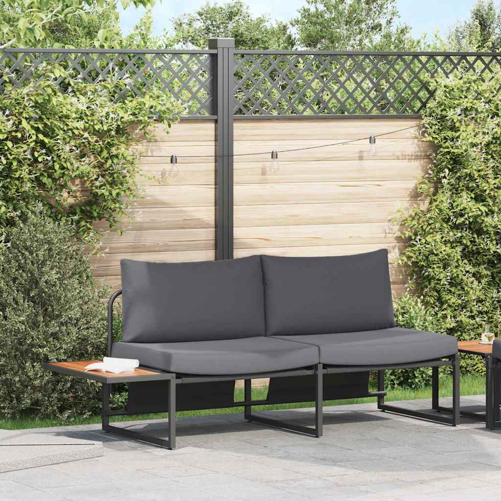 Gartensofa mit Kissen Braun 200.5 x 70 x 85.5 cm Metall