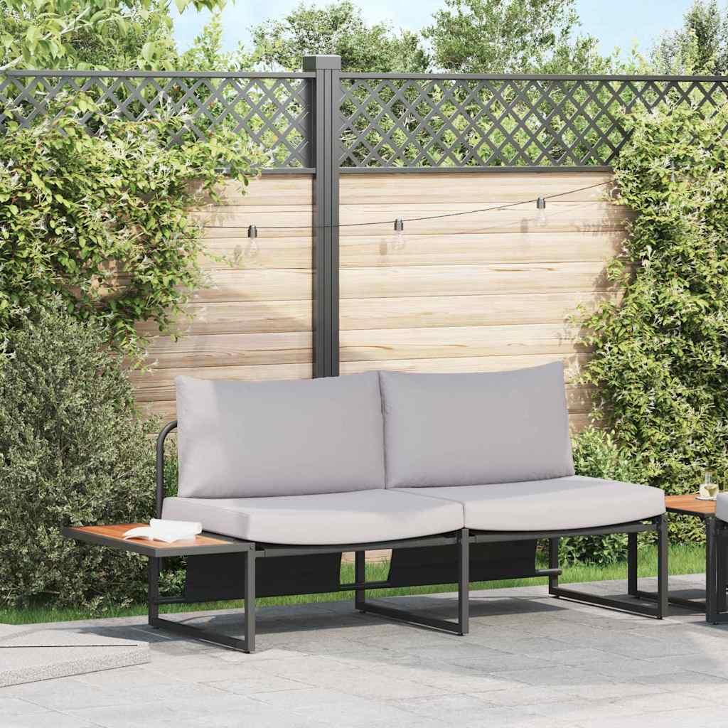 Gartensofa mit Kissen Braun 200.5 x 70 x 85.5 cm Metall
