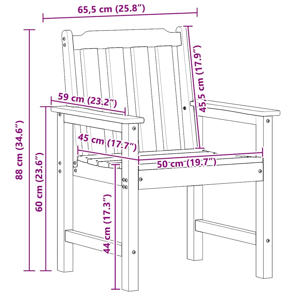 Garten-Esszimmerstuhl 2 stk. Weiß HDPE