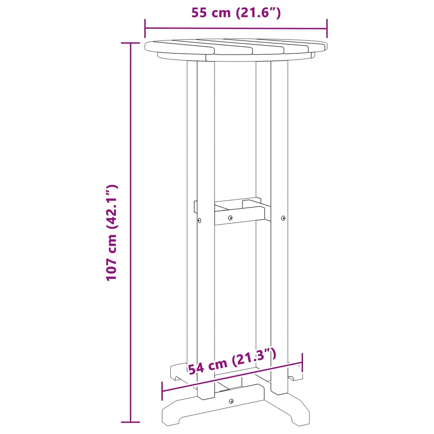 Bartisch Schwarz 55 x 55 x 107 cm Polyethylen