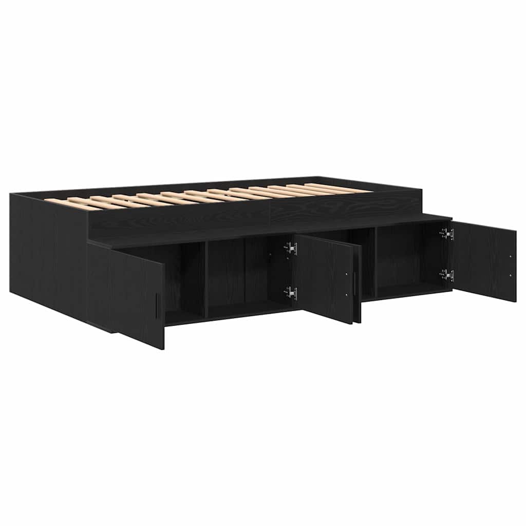 Bett mit Stauraum Schwarz Eichen-Optik 100 x 200 cm