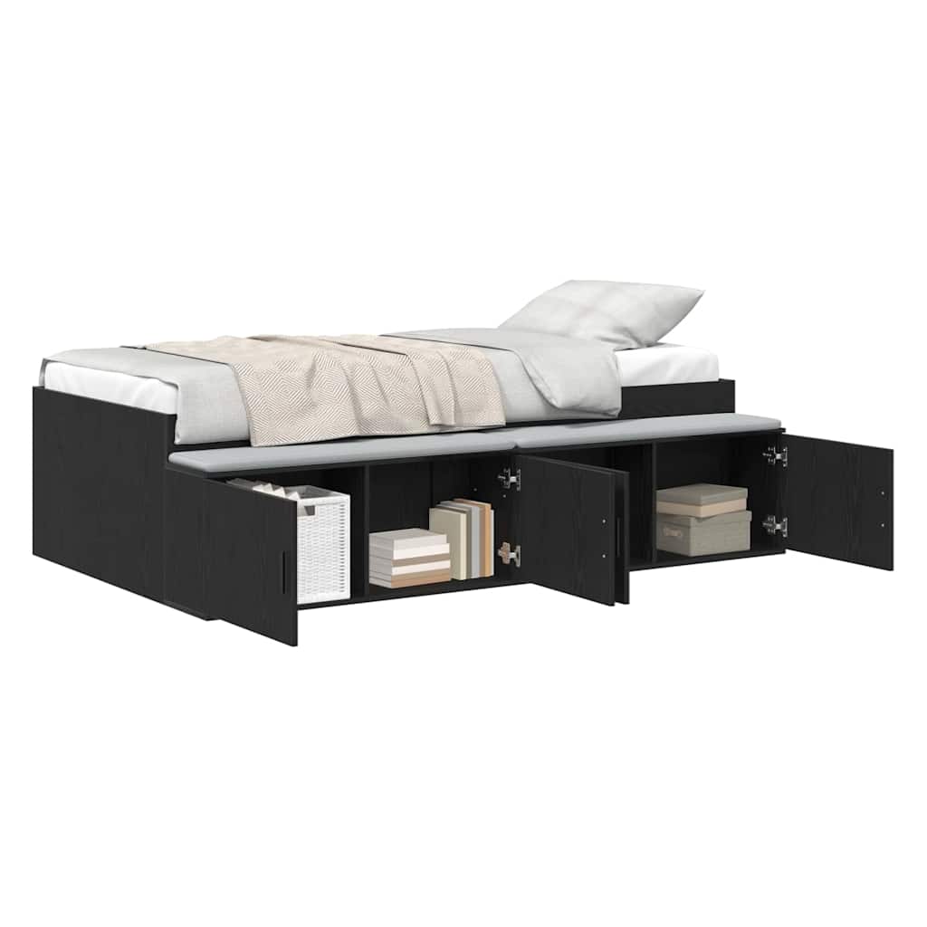 Bett mit Stauraum Schwarz Eichen-Optik 100 x 200 cm