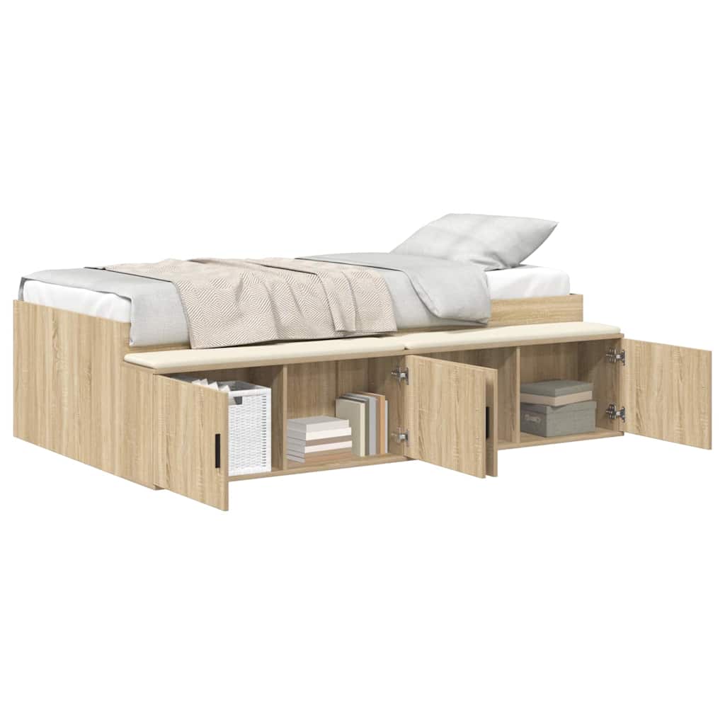 Bett mit Stauraum Sonoma-Eiche 100 x 200 cm Holzwerkstoff