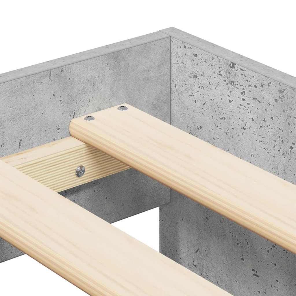 Bett mit Stauraum Betongrau 100 x 200 cm Holzwerkstoff