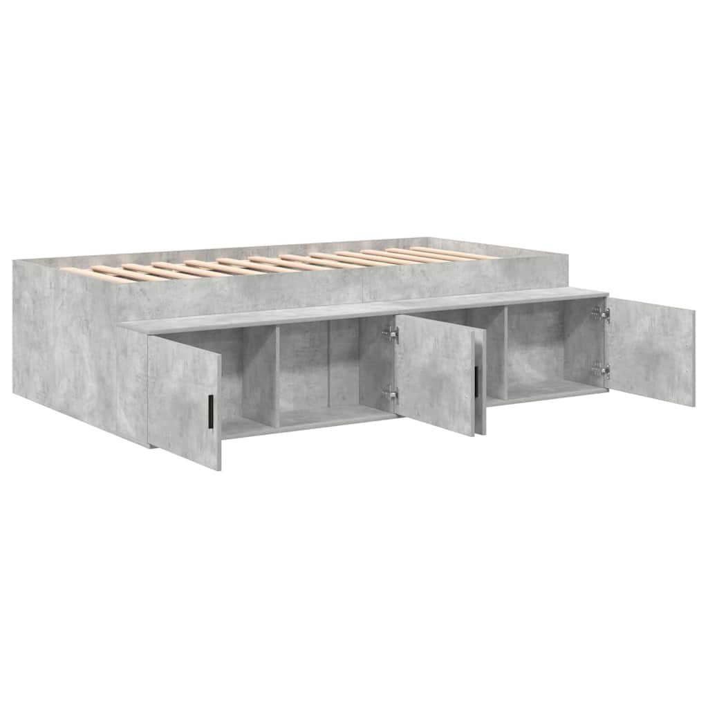 Bett mit Stauraum Betongrau 100 x 200 cm Holzwerkstoff