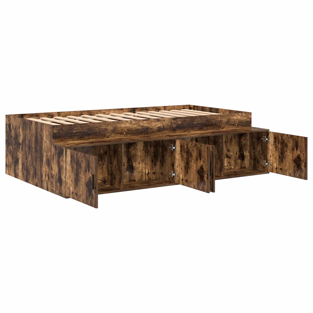 Bett mit Stauraum Räuchereiche 100 x 200 cm Holzwerkstoff