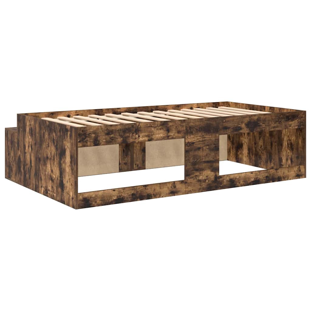 Bett mit Stauraum Räuchereiche 100 x 200 cm Holzwerkstoff
