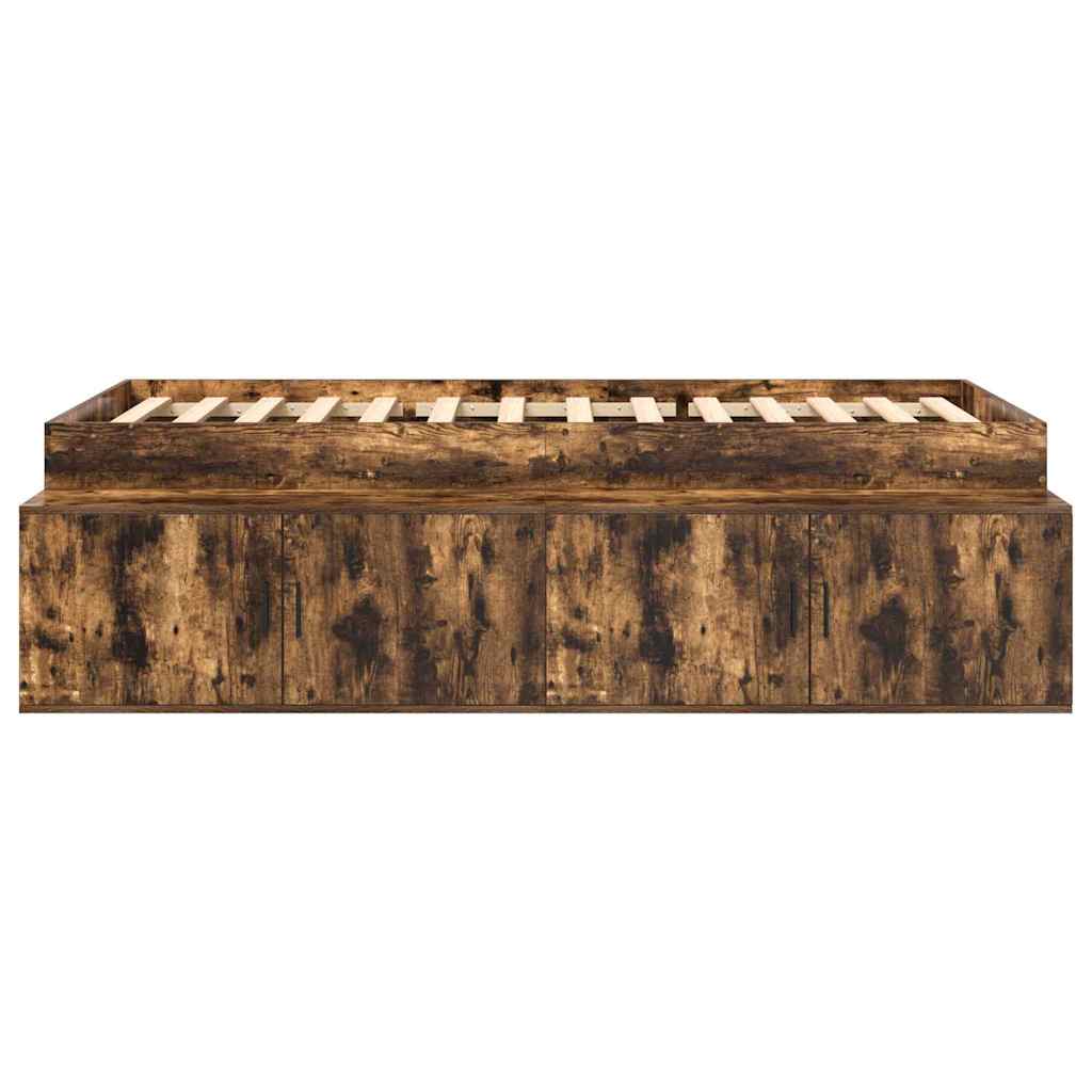 Bett mit Stauraum Räuchereiche 100 x 200 cm Holzwerkstoff