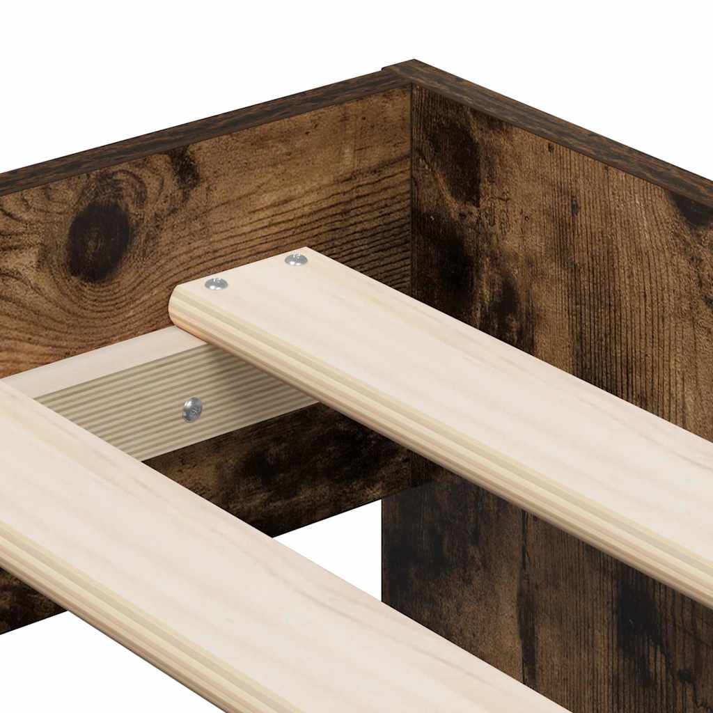 Bett mit Stauraum Räuchereiche 80 x 200 cm Holzwerkstoff