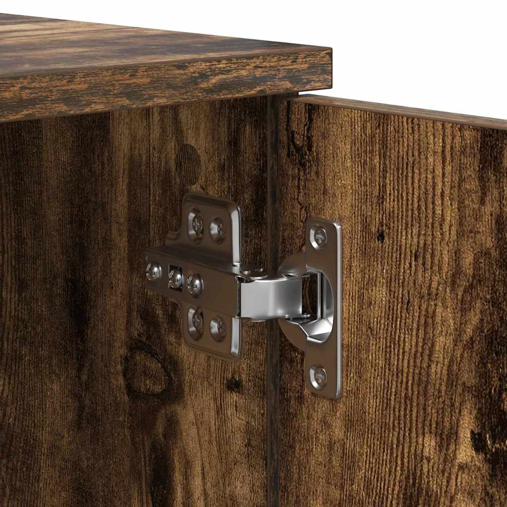 Bett mit Stauraum Räuchereiche 80 x 200 cm Holzwerkstoff