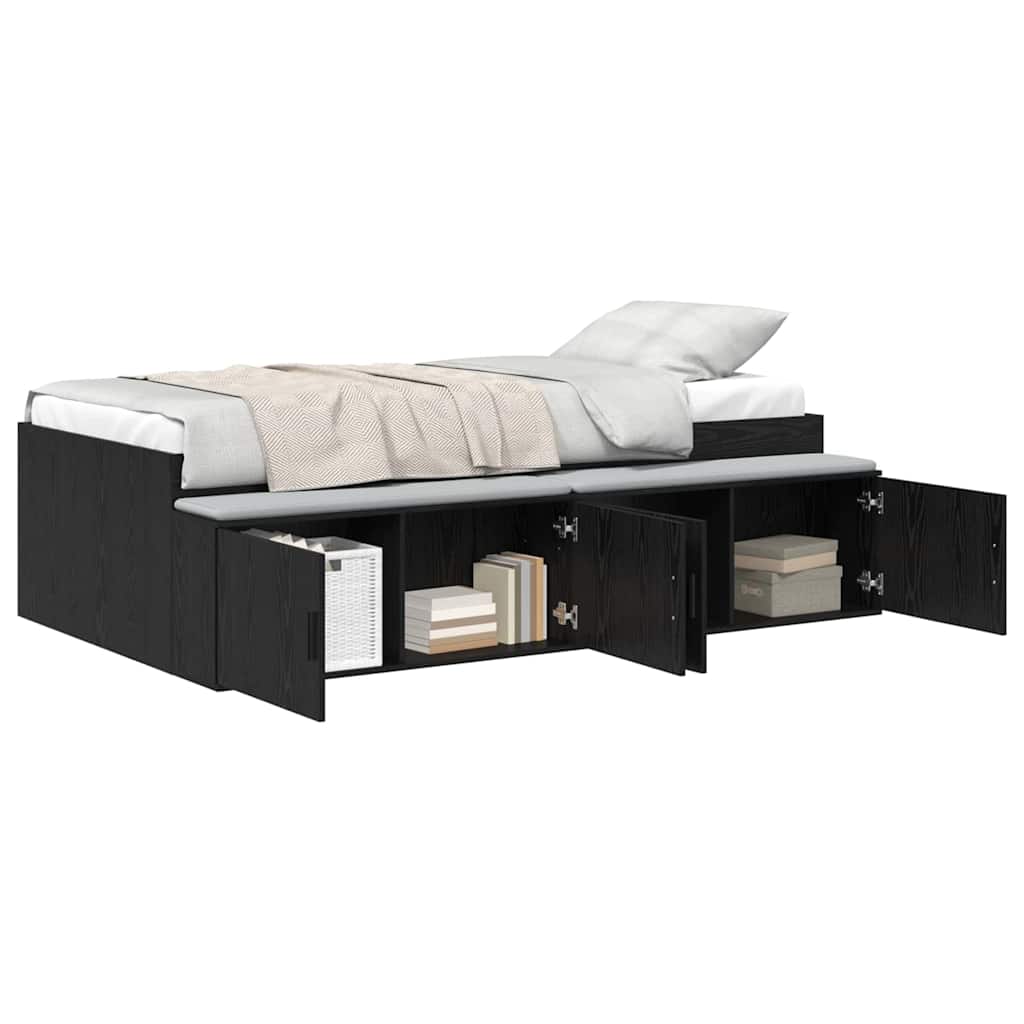 Bett mit Stauraum mit Speicher Schwarz Eichen-Optik 90 x 190 cm