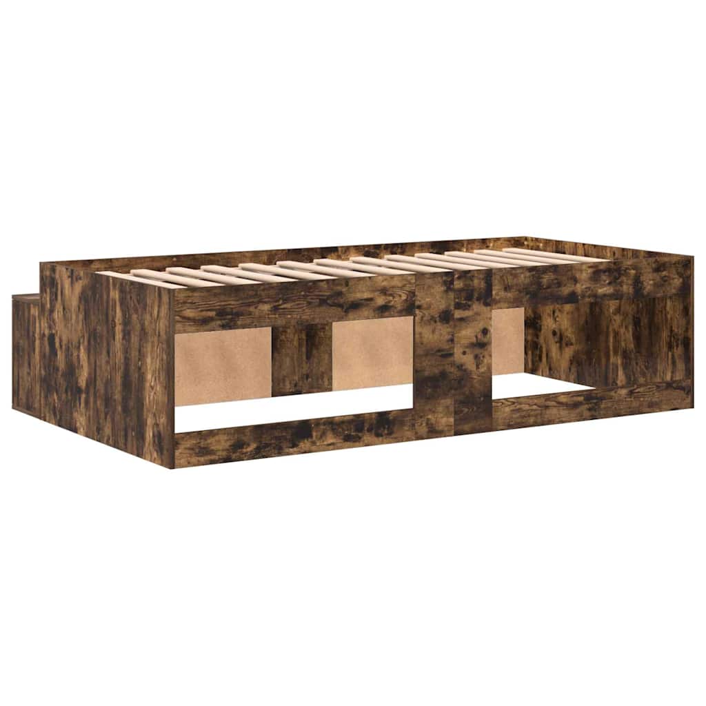Bett mit Stauraum Räuchereiche 75 x 190 cm Holzwerkstoff