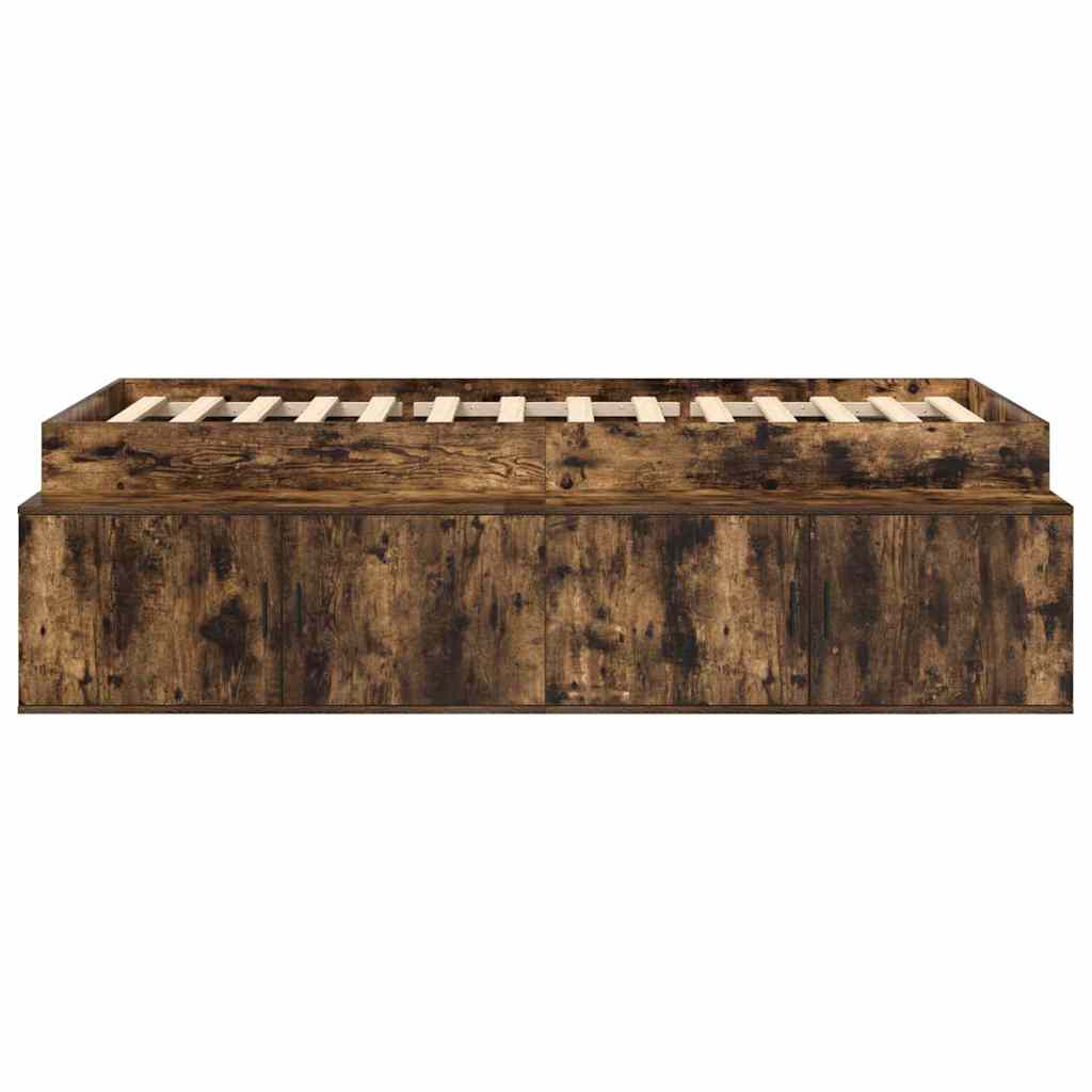 Bett mit Stauraum Räuchereiche 75 x 190 cm Holzwerkstoff