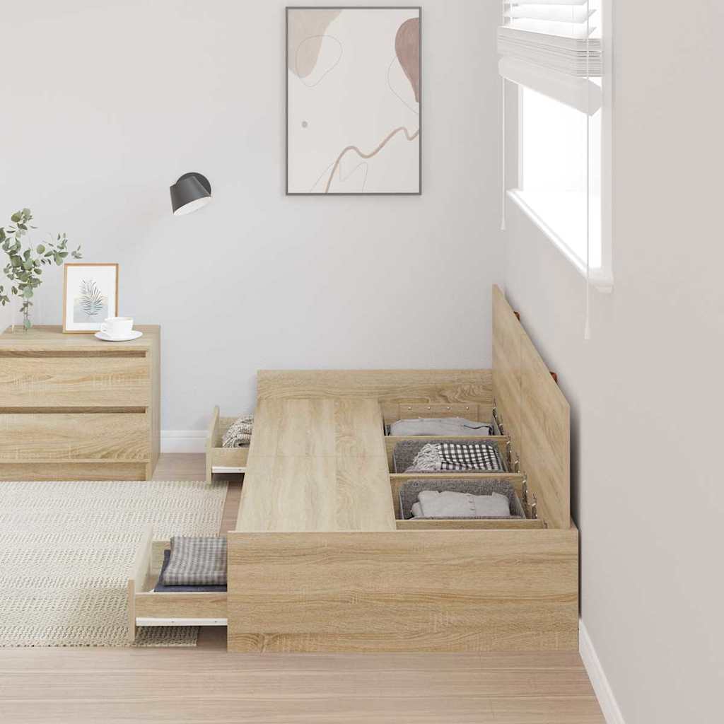 Bett mit Stauraum Sonoma-Eiche 100 x 200 cm Holzwerkstoff