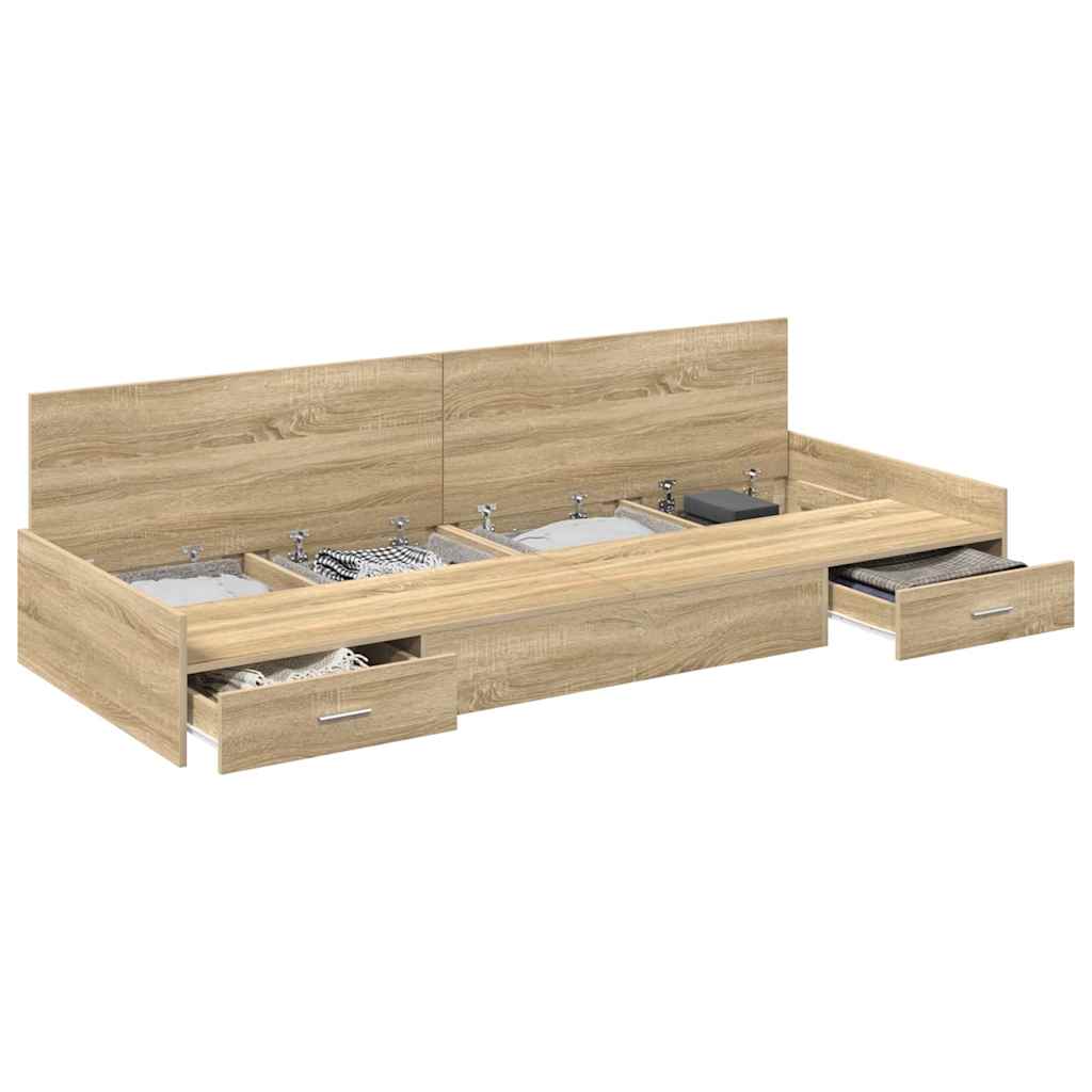 Bett mit Stauraum Sonoma-Eiche 100 x 200 cm Holzwerkstoff