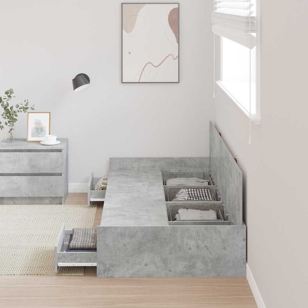 Bett mit Stauraum Beton Grau 100 x 200 cm Holzwerkstoff