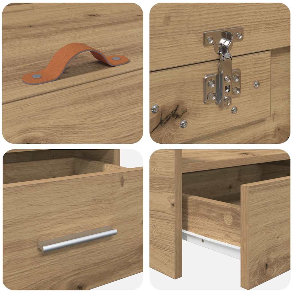 Bett mit Stauraum Artisan-Eiche 90 x 200 cm Holzwerkstoff