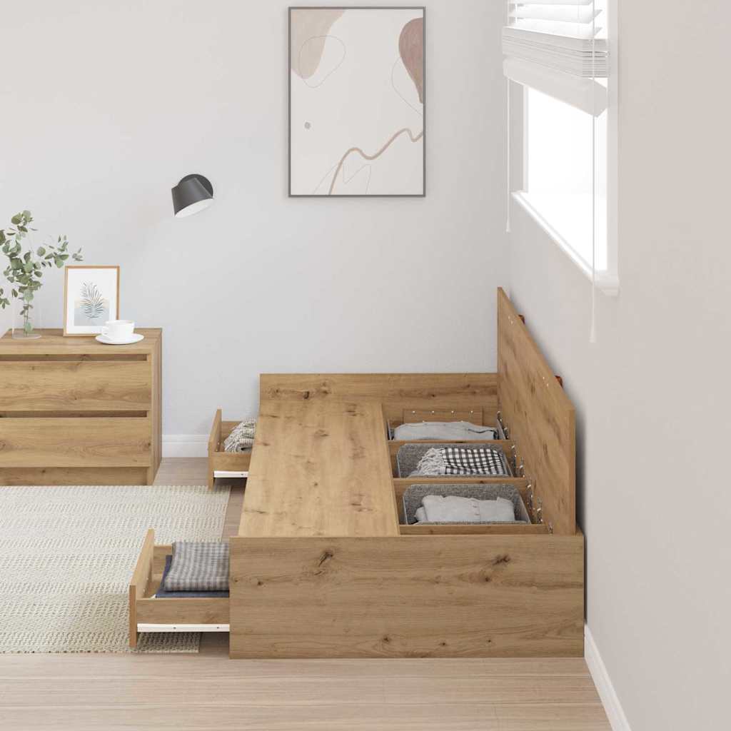 Bett mit Stauraum Artisan-Eiche 75 x 190 cm Holzwerkstoff