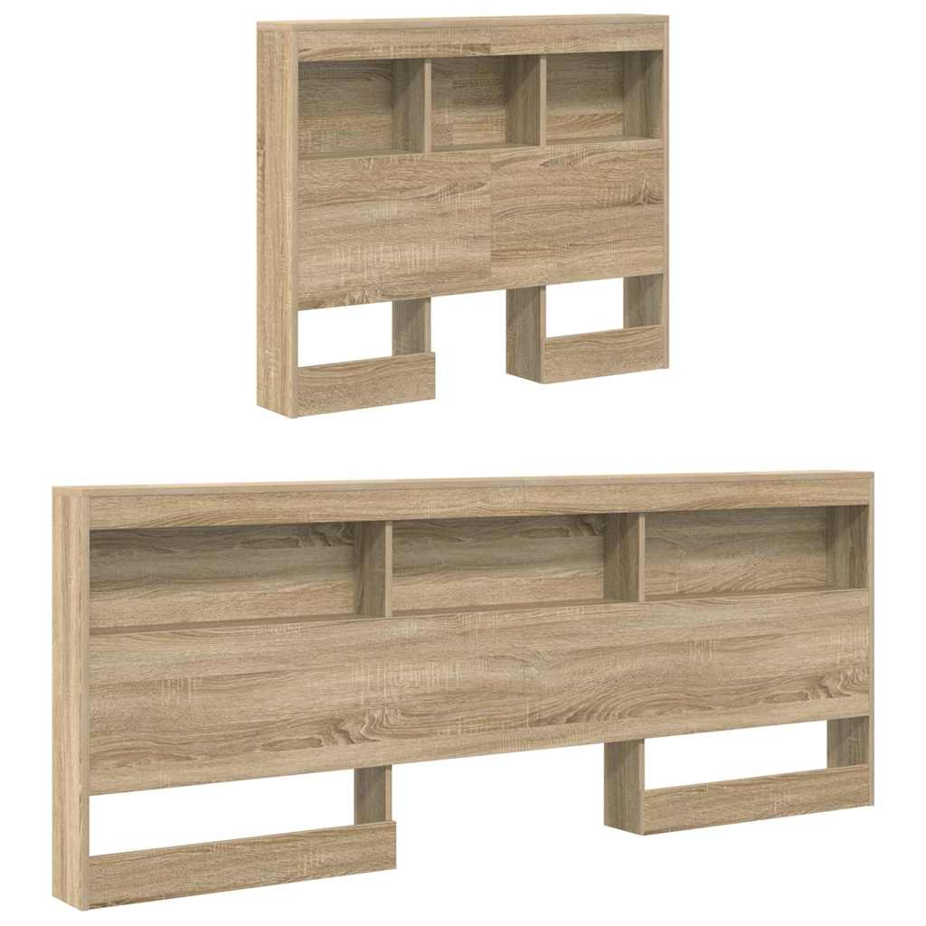 Stauraum-Kopfteil mit Regal Sonoma-Eiche 80 cm Holzwerkstoff