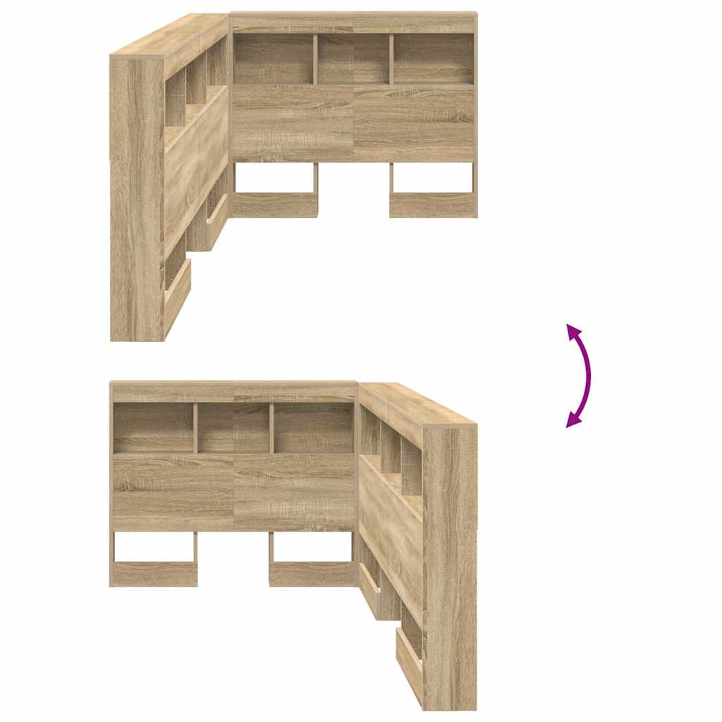 Stauraum-Kopfteil mit Regal Sonoma-Eiche 80 cm Holzwerkstoff