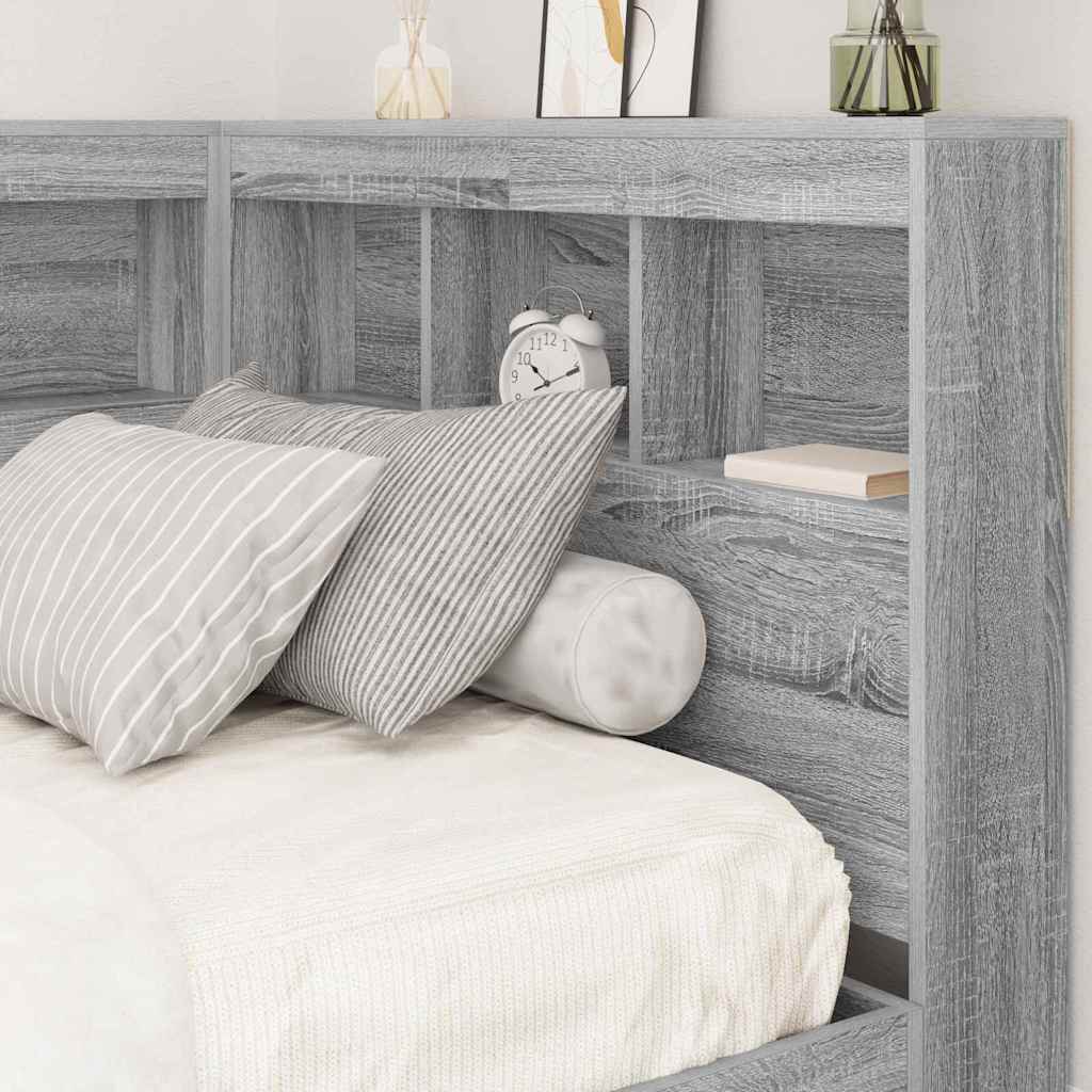 Stauraum-Kopfteil mit Regal Grau Sonoma 80 cm Holzwerkstoff