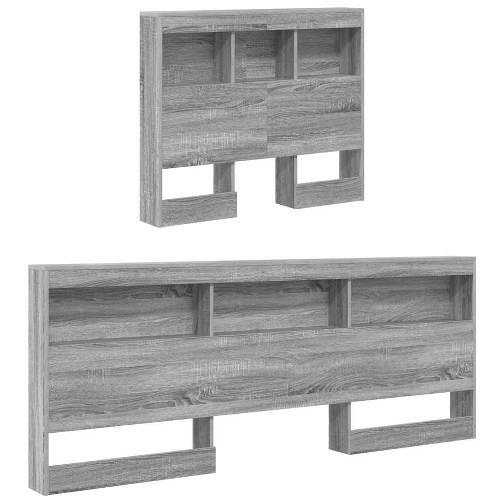 Stauraum-Kopfteil mit Regal Grau Sonoma 80 cm Holzwerkstoff